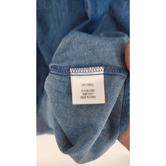 Blue Rain Chambray Embroidered Shift Mini Dress Women's XS - Picture 7 of 9